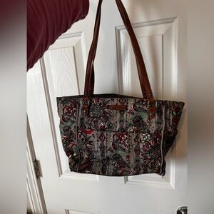 Sakroots "The Metro" Tote Bag with Matching Zippered Pouch - Owl & Floral Print
